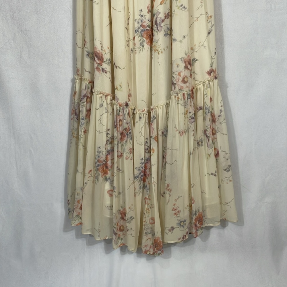 LoveShackFancy Angie Dress Size 6 Delicate Floral 100% Silk Maxi Dress - Picture 5 of 13